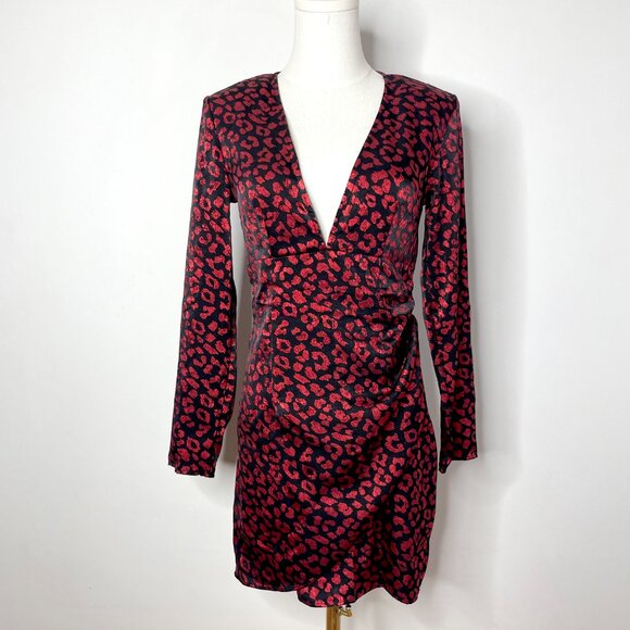 H&M Animal Print Mini Dress Size 4 Mob Wife Vamp Witchy Whimsigoth Indie Sleaze - Picture 1 of 7